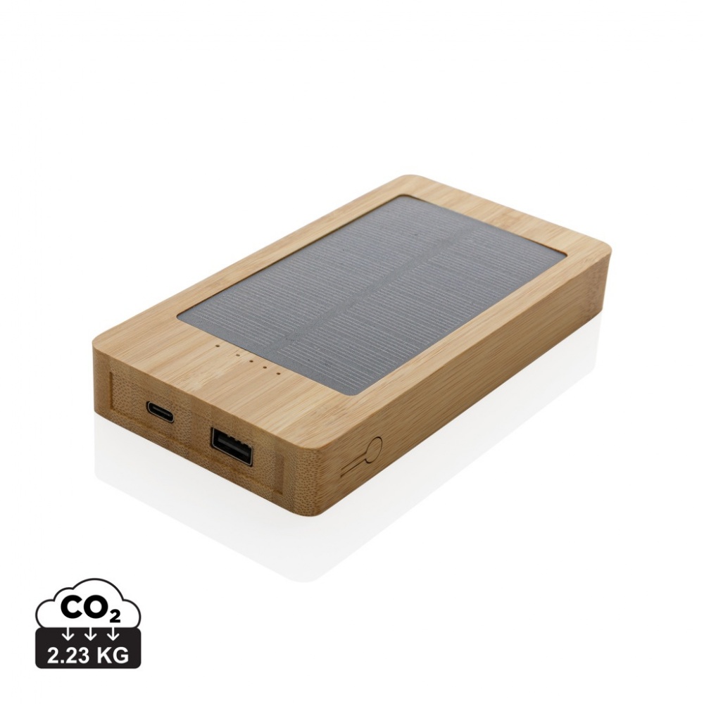 Logotrade business gift image of: Sunwick 10.000 mAh Bamboo solar powerbank